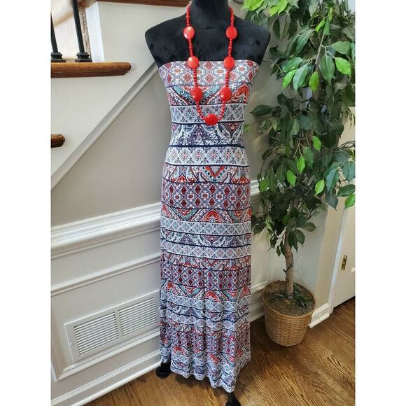 Mudd Women's Multicolor Polyester Off the Shoulder Long Maxi Dress Size X-Small - Picture 8 of 8